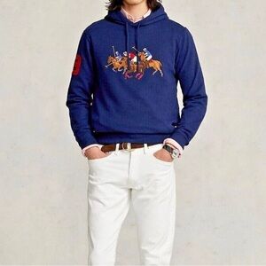 Polo Ralph Lauren Men’s 3XB Navy Triple Pony Hooded Sweatshirt NWT MSRP $208
